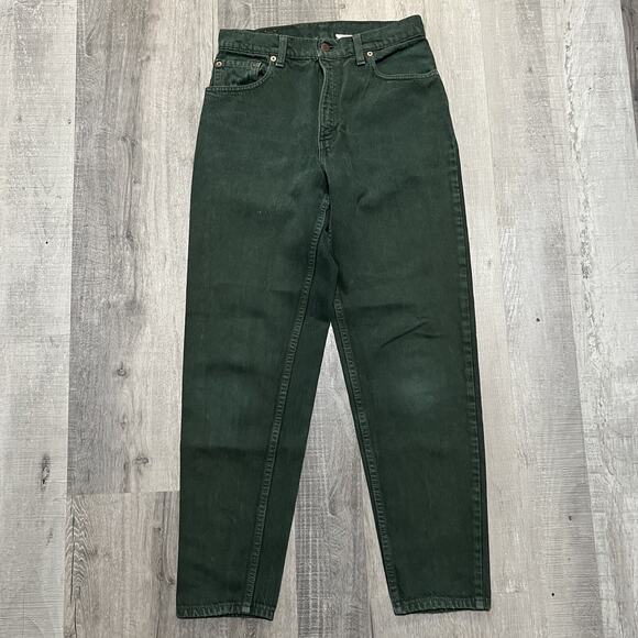 VTG Levis 550 Dark Forest Green Womens Relaxed Fit Tapered USA Denim Jeans 9 SHT - Picture 1 of 6